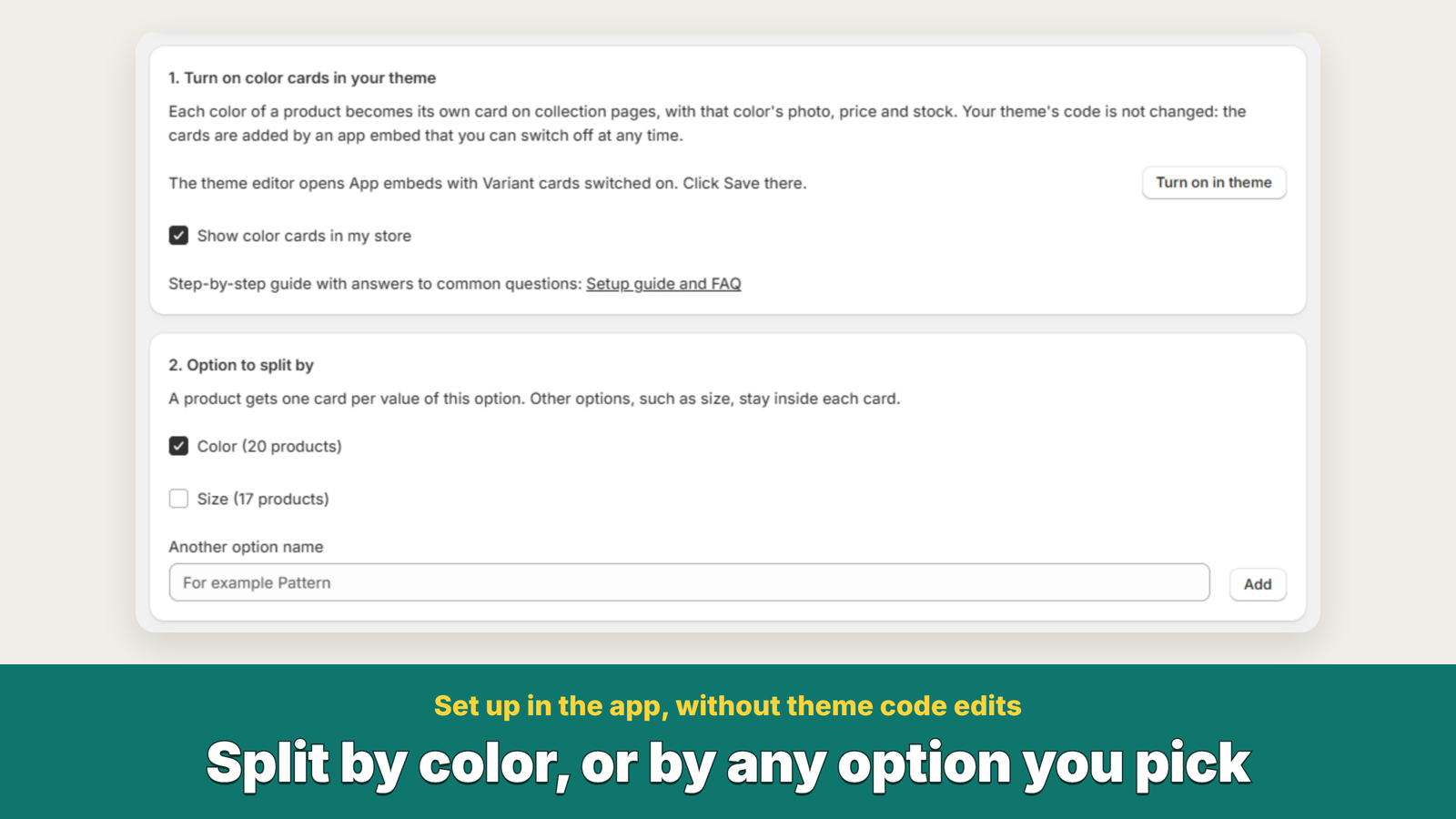 App settings: turn on in theme and pick the option to split by
