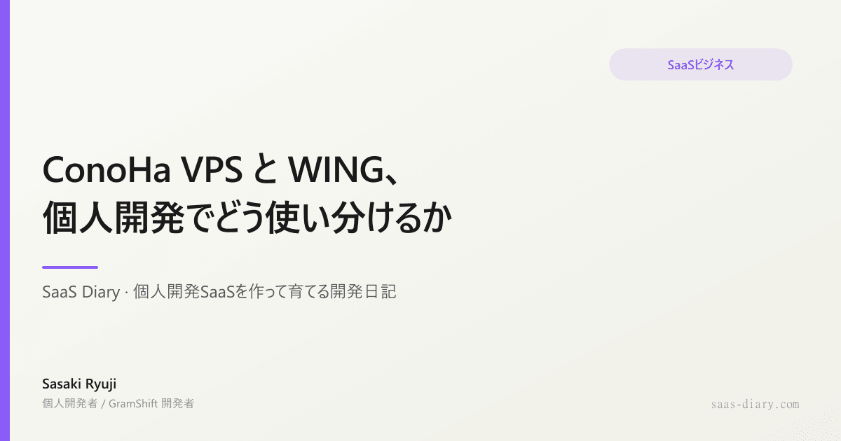 ConoHa VPS と WING、個人開発でどう使い分けるか