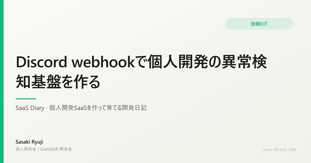 Discord webhookで個人開発の異常検知基盤を作る