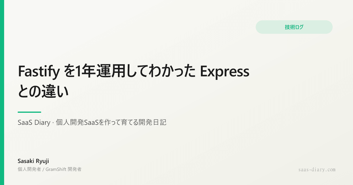 Fastify を1年運用してわかった Express との違い