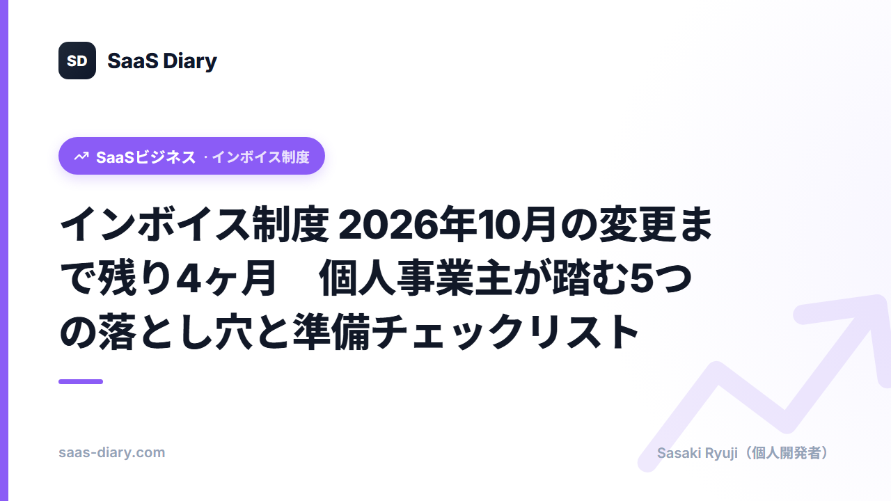 インボイス制度 2026年10月の変更まで残り4ヶ月 — 個人事業主が踏む5つの落とし穴と準備チェックリスト