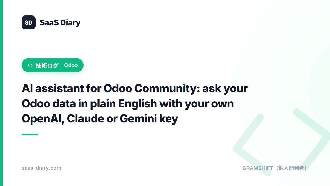 AI assistant for Odoo Community: ask your Odoo data in plain English with your own OpenAI, Claude or Gemini key (Odoo 20)