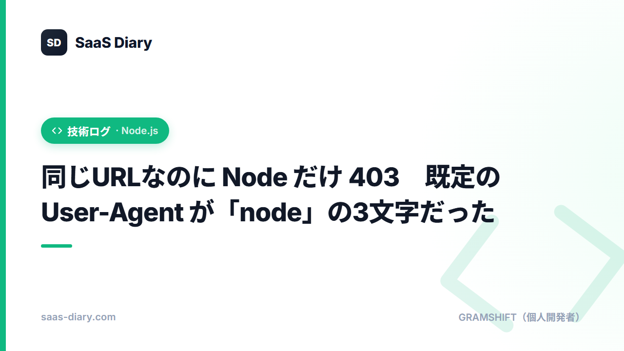 同じURLなのに Node だけ 403 — 既定の User-Agent が「node」の3文字だった