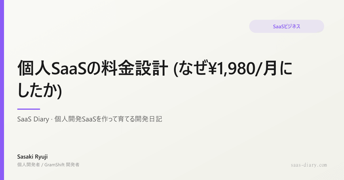 個人SaaSの料金設計 (なぜ¥1,980/月にしたか)